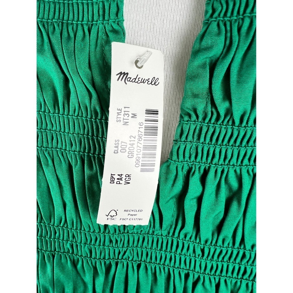 NWT Madewell Smocked Bodice Midi Dress Green Sleeveless Spring Wedding Guest - Picture 4 of 16
